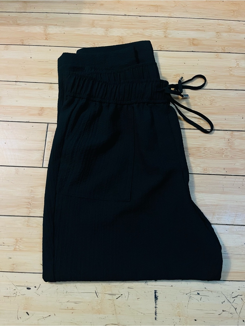 Calvin Klein Black Wide Leg Drawstring Pants